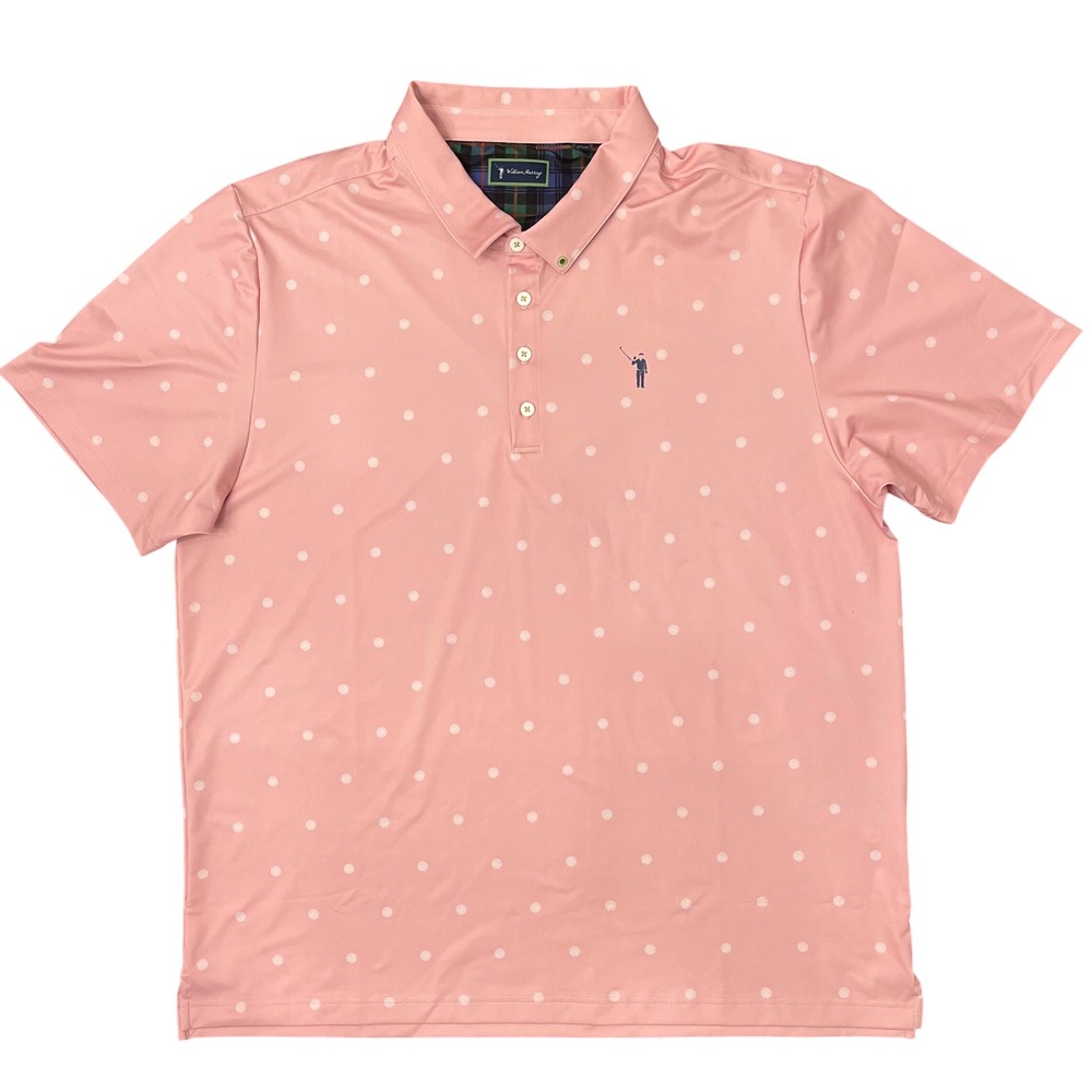 William Murray Polo Shirt Mens XXL Pink Polka Dot Golf Performance Short Sleeve